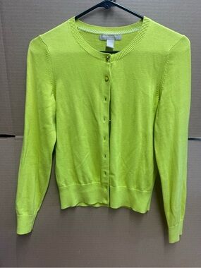 Banana Republic Lime Green Crewneck Button Cardigan